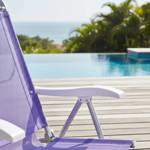 Reposera De 6 Posiciones Bel Sunny Aluminio Pvc Lila Violeta