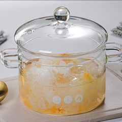 Olla De Vidrio Transparente Con Tapa Coccion 3l Tm 12122 Blanco