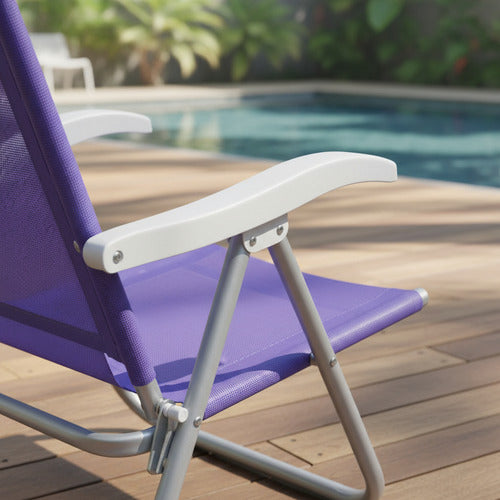 Reposera De 6 Posiciones Bel Sunny Aluminio Pvc Lila Violeta
