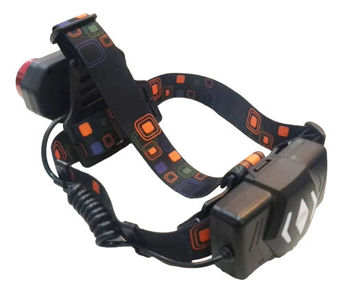 Linterna Minero Vincha De Cabeza Led Usb Bateria 3 Luces Cts Blanco Negro