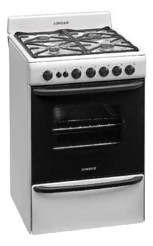 Cocina A Gas Longvie 13501bf 56cm Blanca Cajón Parrilla Color Blanco