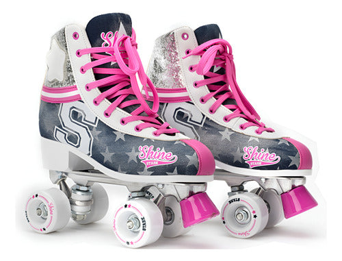 Patin Artistico Stark Shine 4 Ruedas Abec7 Bota De Cuero Cs 31-34 54 Mm Rosa