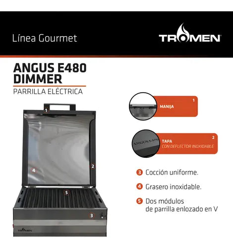 Parrilla Tromen Angus E480 Con Dimmer Color Gris