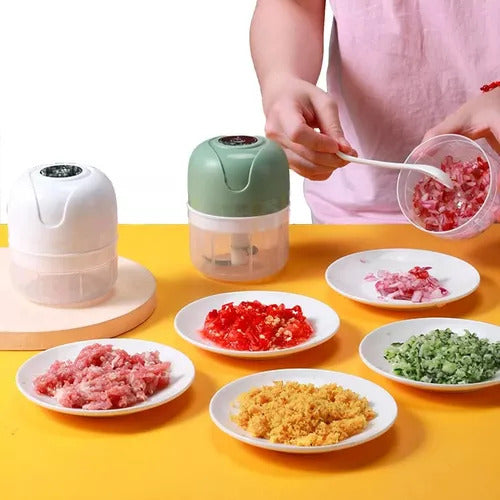 Mini Picadora Electrica Procesadora Alimentos Portatil Usb Blanco