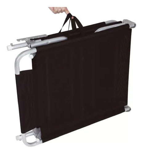 Reposera Cama Plegable Reclinado Aluminio Botafogo Negra Cts Negro