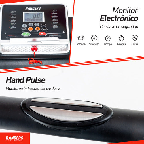 Cinta Caminadora Electrica Randers Arg-411 H:110kg 12 Prog C Color Negro