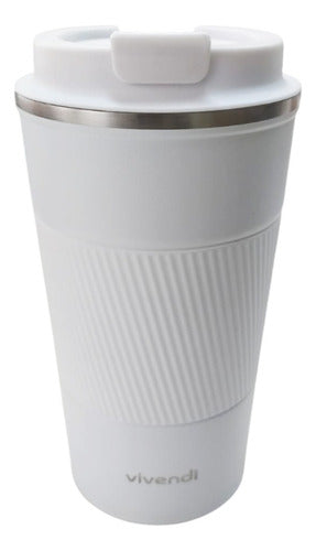 Vaso Termico Acero Inox Con Tapa Frio Calor Vivendi Blanco Lisa