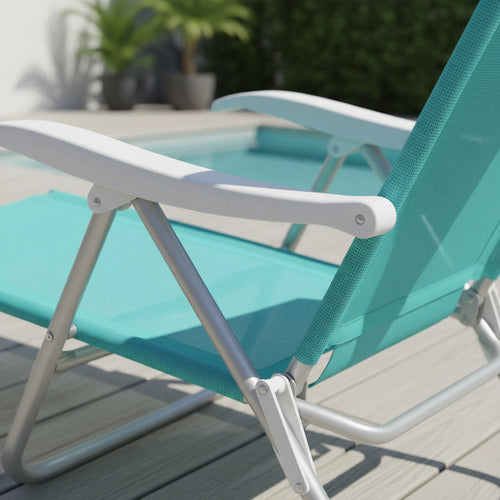 Reposera De 6 Posiciones Bel Sunny Aluminio Pvc Verde Agua Verde
