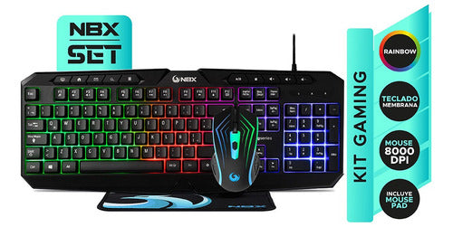 Kit Gaming Nbx Teclado, Mouse Y Pad Nbx-set1000 Rgb Color Del Mouse Negro Color Del Teclado Negro