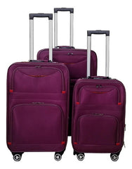 Set De 3 Valijas Semi Rigidas Viaje Kit Violeta 8 Ruedas Cs Violeta Oscuro Lisa