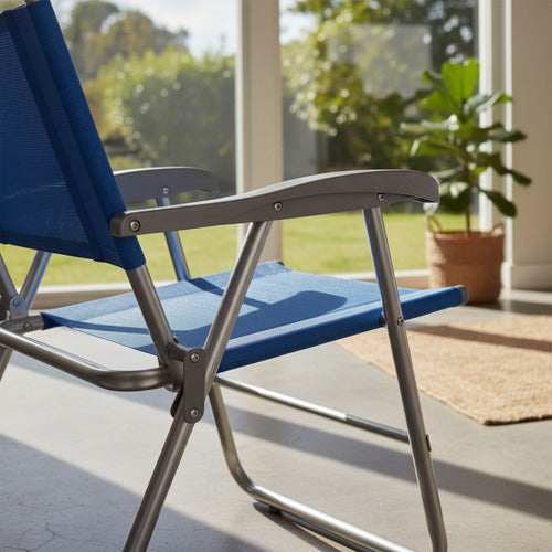 Reposera Plegable Descansar 10006 Azul Aluminio 1 Posición