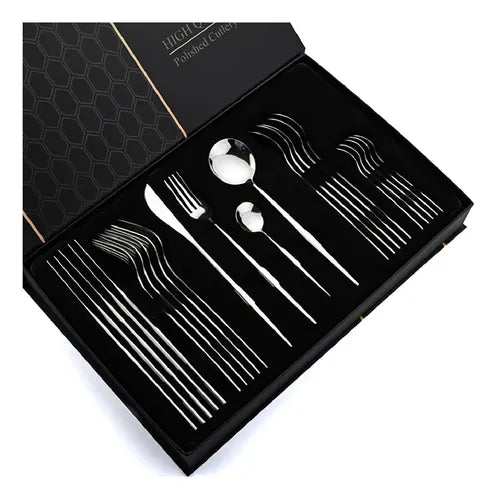 Set De Cubiertos Tm Juego X 24 Piezas Acero Inox Plata Gris