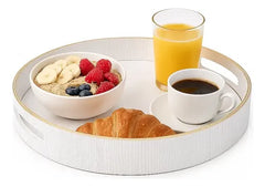 Bandeja Redonda Merienda C/asas Carol Blanca De 35 X 5 Cm Blanco