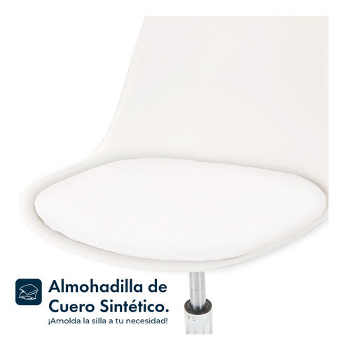 Silla De Escritorio Oficina Tulip Ruedas Giratoria Color Blanco Gardenlife