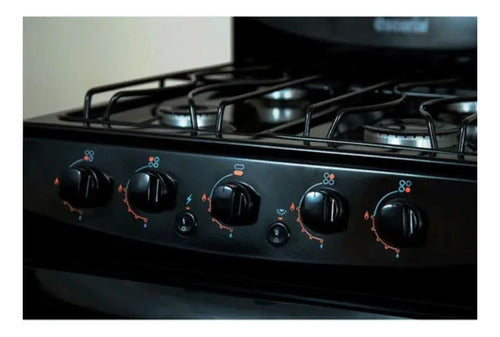 Cocina Escorial Palace Cristal Black 4 Hornallas Gas Natural Negra Negro
