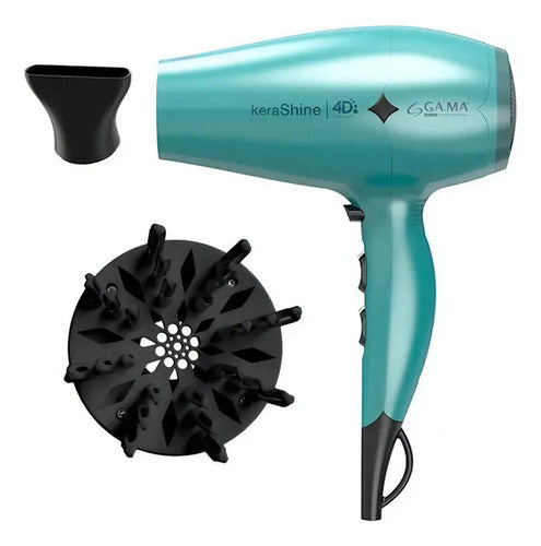 Electro Gama Italy Secador De Cabello Diamond 4d Kerashine 2 Color Turquesa