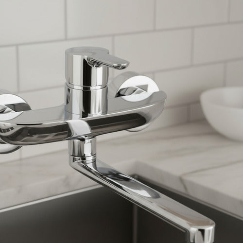 Grifería De Pared Monocomando Cocina Fv 406/b5 Puelo Cromo Cromo Cromado