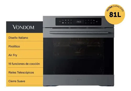 Horno Eléctrico Empotrable Vondom Tnc60mib Airfryer De 60 Cm Negro