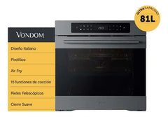 Horno Eléctrico Empotrable Vondom Tnc60mib Airfryer De 60 Cm Negro