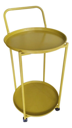 Mesa Carro Bar De Metal De 2 Niveles 4 Ruedas Tm Dorado Dorado Oscuro