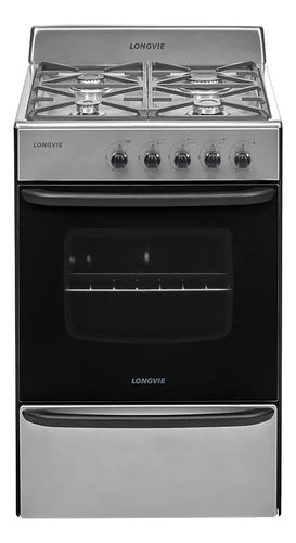 Cocina A Gas Longvie 13231xf 56cm Inox Cajón Parrilla Acero Inoxidable