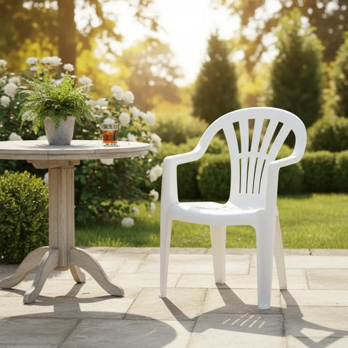 Silla Plastica Apilable Interiores Exteriores Tm Eco H:100kg Blanco Lisa