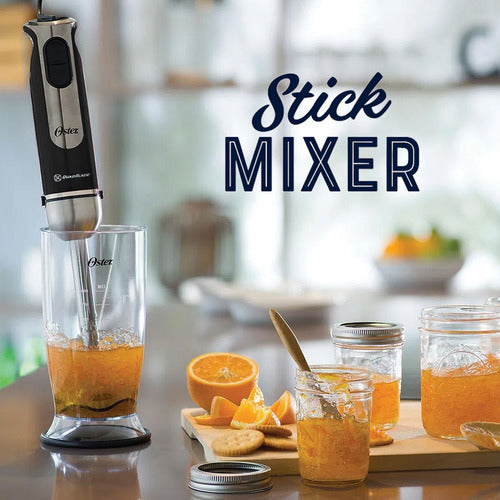 Batidora De Inmersion Stick Mixer Oster 2802 Con Vaso 800w Color Negro