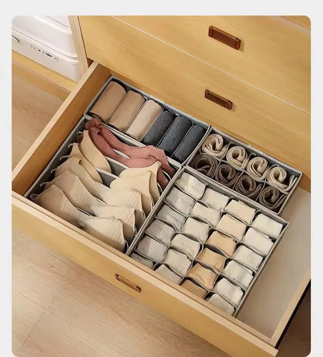 Set Por 4 Organizadores De Cajones Vivendi Ropa Interior Gris