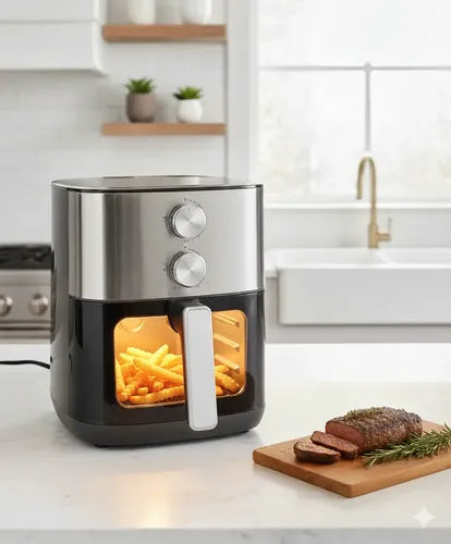 Freidora De Aire Mecánica Atma 6 L Inox Fr256maip Plateado