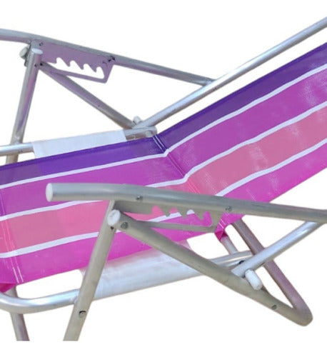 Reposera Playa Camping Aluminio Botafogo Violeta Rayada 5 P Violeta