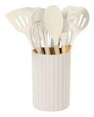 Set De 12 Utensillos De Cocina Carol 68012 C/contenedor Beige