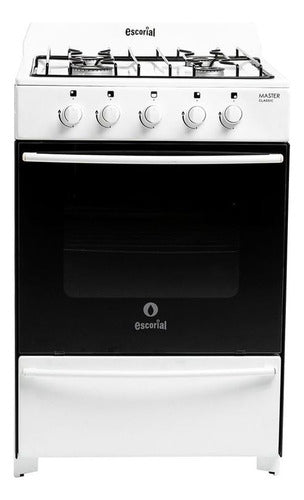 Cocina Escorial Master Classic A Gas Natural 4 Hornallas Blanca Puerta Con Visor Blanco