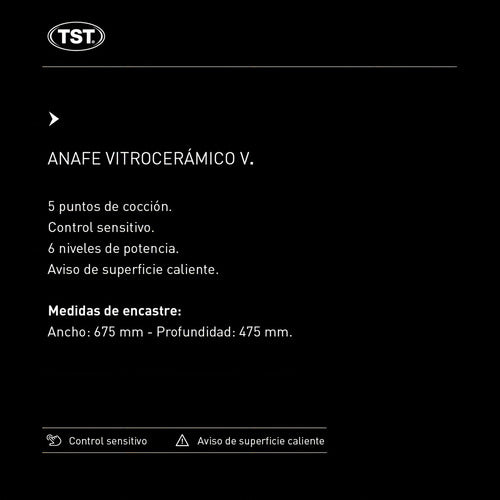 Anafe Eléctrico - Tst Vitro V Color Negro - 5 Hornallas