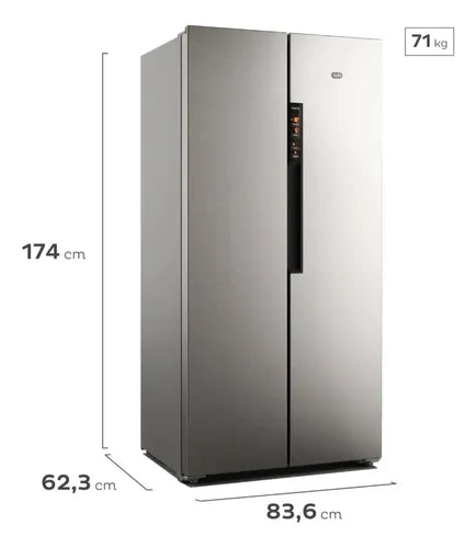 Heladera Gafa 457l No Frost Side By Side Inverter Inox Hgsbs457x Acero Inoxidable