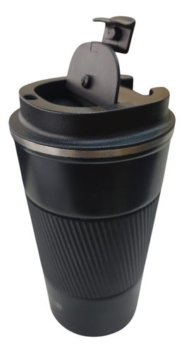 Vaso Termico Acero Inox Con Tapa Frio Calor Vivendi Negro Negro Lisa