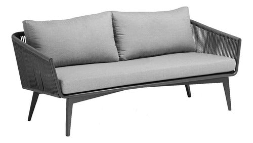 Juego Sillones Living Jardin Exterior Diva Aluminio Tio Musa Color Gris