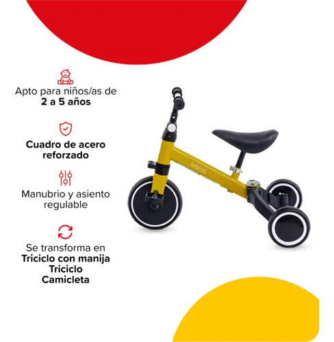 Triciclo Con Manija 2 En 1  Camicleta Bebesit Sl-2023-a Amarillo