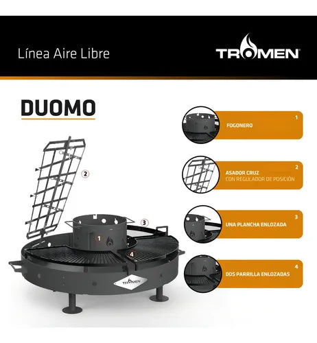 Parrilla Duomo Tromen Fogon Accesorios Asador Estaca Color Negro