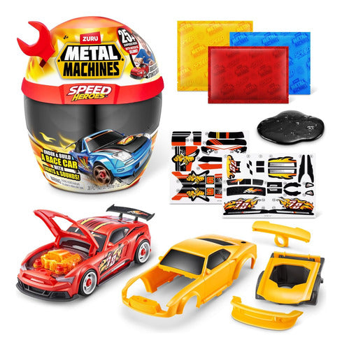 Playset Metal Machine Zuru 7613 Casco Rojo Construye Tu Auto Rojo