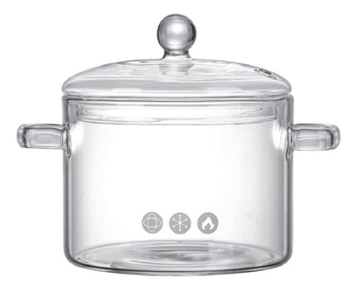 Olla De Vidrio Transparente Con Tapa Coccion 1,5l Tm 12120 Blanco