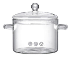 Olla De Vidrio Transparente Con Tapa Coccion 1,5l Tm 12120 Blanco