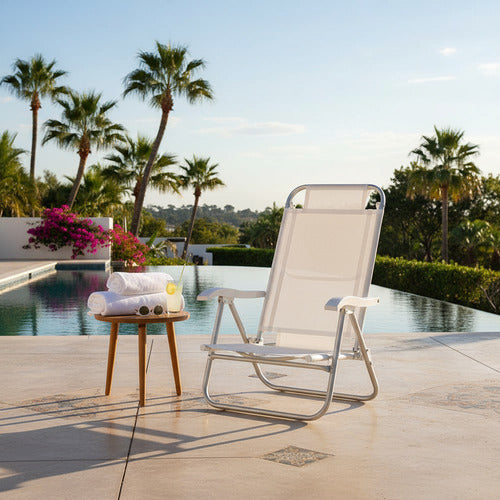 Reposera De 6 Posiciones Bel Sunny Aluminio Pvc Blanco