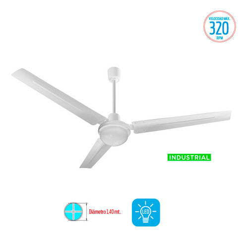 Ventilador De Techo Liliana Vthi513 Blanco Con 3 Palas Metal 1.4 M Blanco Blanco Metal 3