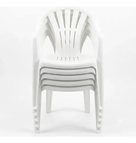 2 Sillas Plasticas Apilables Interiores Exteriores Tm H:100k Blanco Lisa