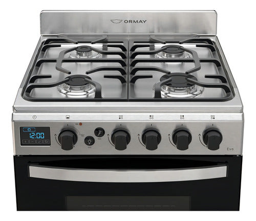 Cocina Ormay Evo Acero 4 Hornallas Timer Digital Modelo Color Gris