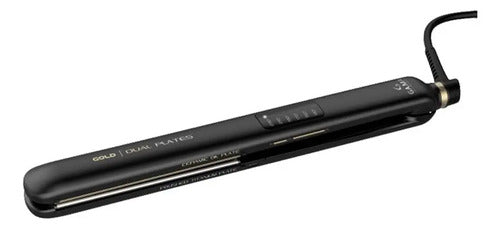 Planchita De Pelo Gama Led Dual Plates Gold Digital Ceramic Negro