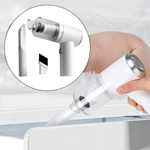 Mini Aspiradora Mano Portátil Blanca Inalámbrica Usb Recarga Blanco