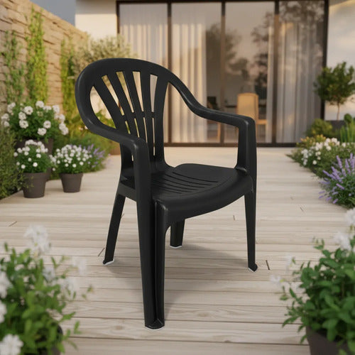 Silla Plastica Apilable Interiores Exteriores Tm Eco H:100kg Negro Lisa