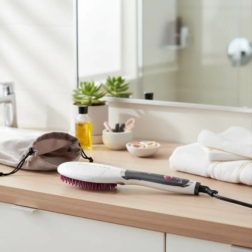 Cepillo Alisador Gama Innova Mini Electrico Peine Anti Frizz Blanco