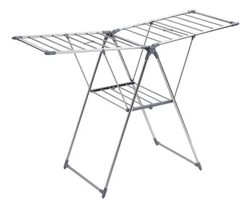 Tender Plegable Reforzado Pie Alas Base Canasto Para Ropa Cs Gris